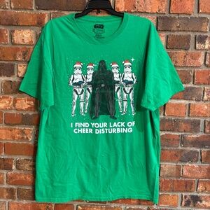 Star Wars mens graphic Christmas holiday short sleeve t-shirt green XL